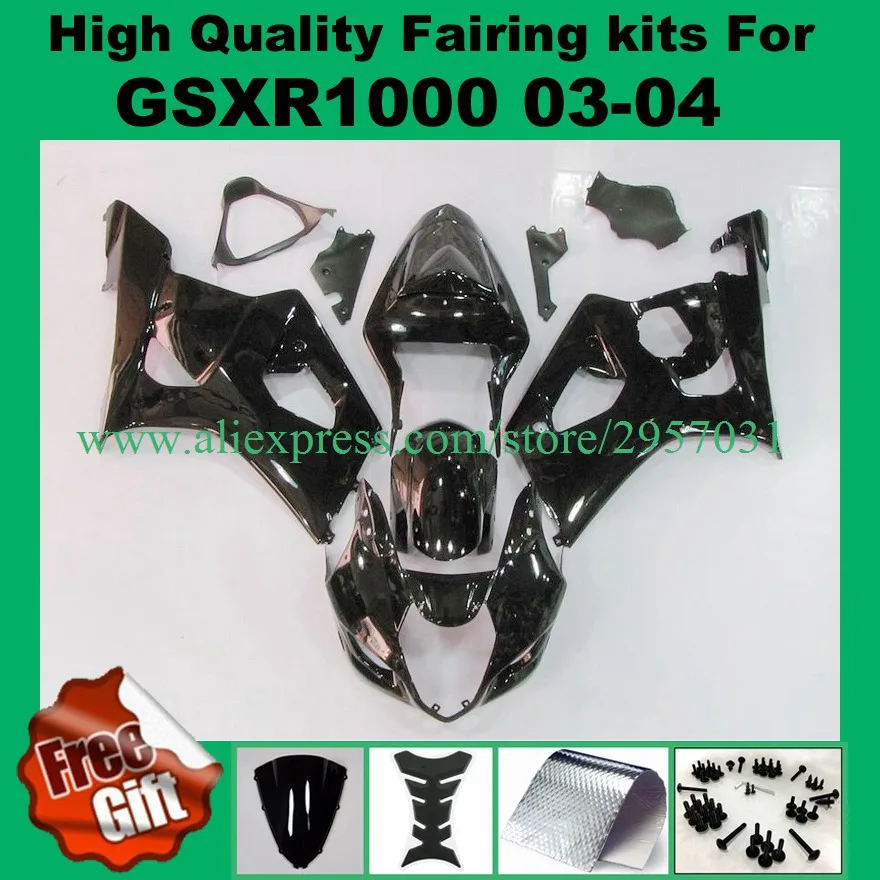 

100%Fit Injection fairings fit for SUZUKI GSXR1000 2003 2004 GSX-R1000 03 04 K3 K4 GSXR 1000 Fairing kits black +9gifts