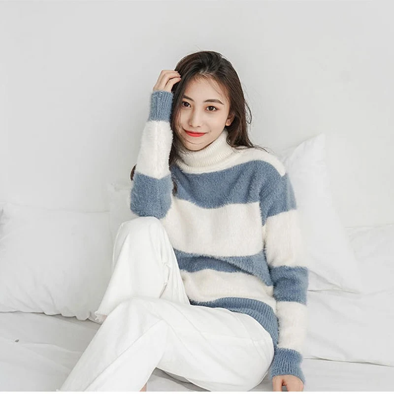 

Water Velvet Sweater 2019 Autumn Winter High Neck Thicken Warm Sweater Bottoming Shirt Long-Sleeve Knitting Sweater Pullover