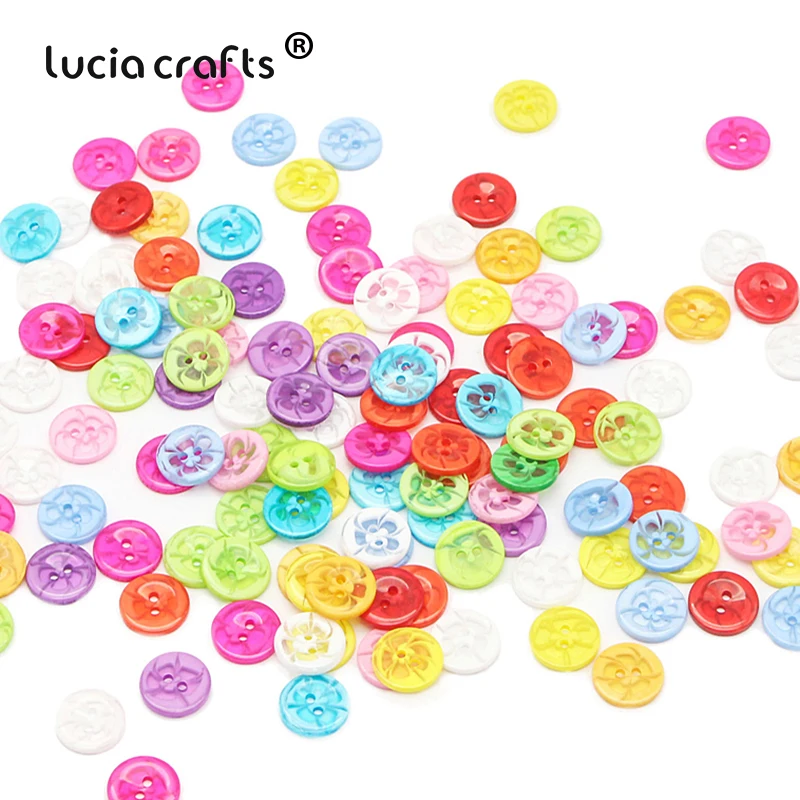 Lucia crafts 50 шт/100 шт 14 мм цветные круглые цветы из смолы 2 отверстия кнопки для