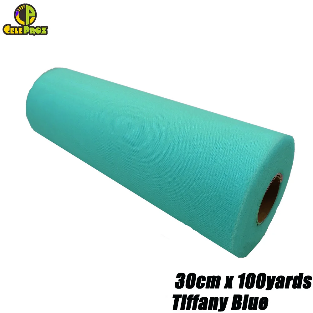 30cm TIFFANY BLUE 30 см 100 ярдов белый тюль рулон Тюль органза Ткань DIY открытый свадьба день рождения Alise Runner центральные украшения принадлежности - Цвет: 30cm TIFFANY BLUE