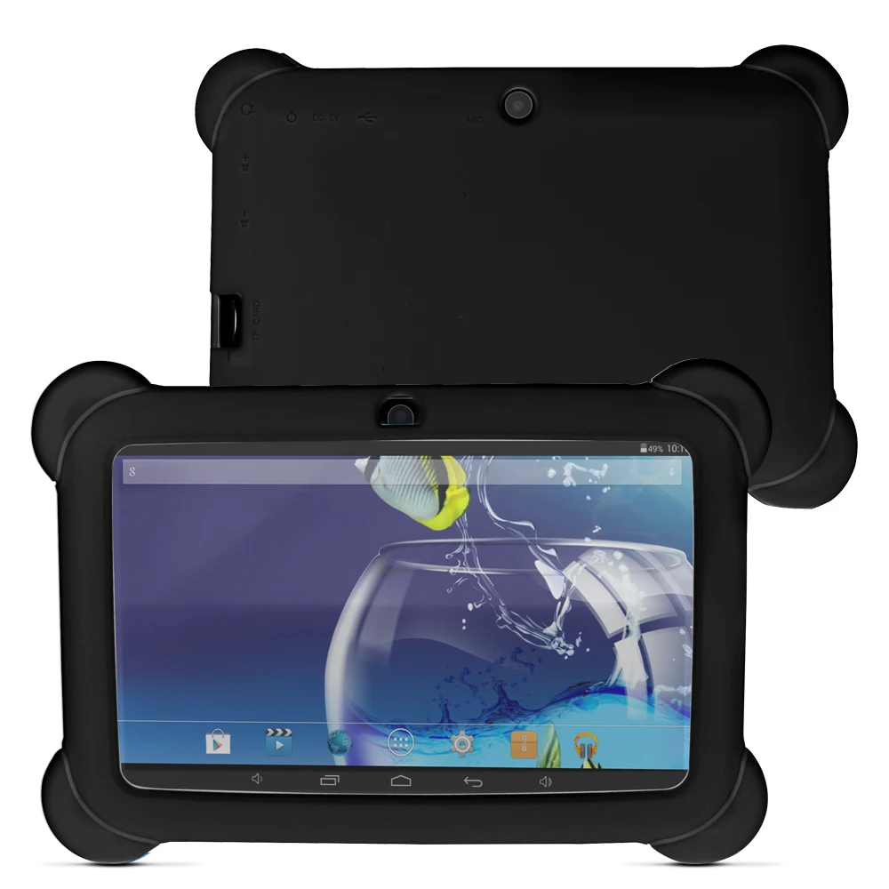 Yuntab 7 дюймов Q88 Allwinner A33 четырехъядерный 512 МБ/8 ГБ Android 4,4 Детский планшетный ПК Bluetooth двойная камера с силиконовый чехол