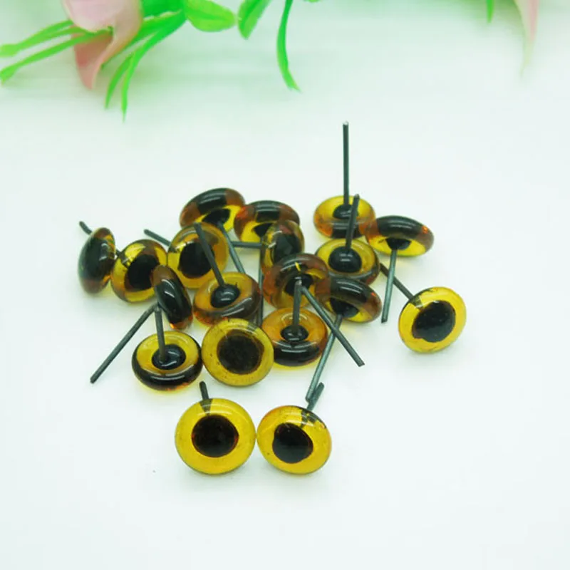 100 шт. стеклянные глаза на проволоке янтарные/коричневые медведей для Плюшевые мишки куклы 9 мм оптовая