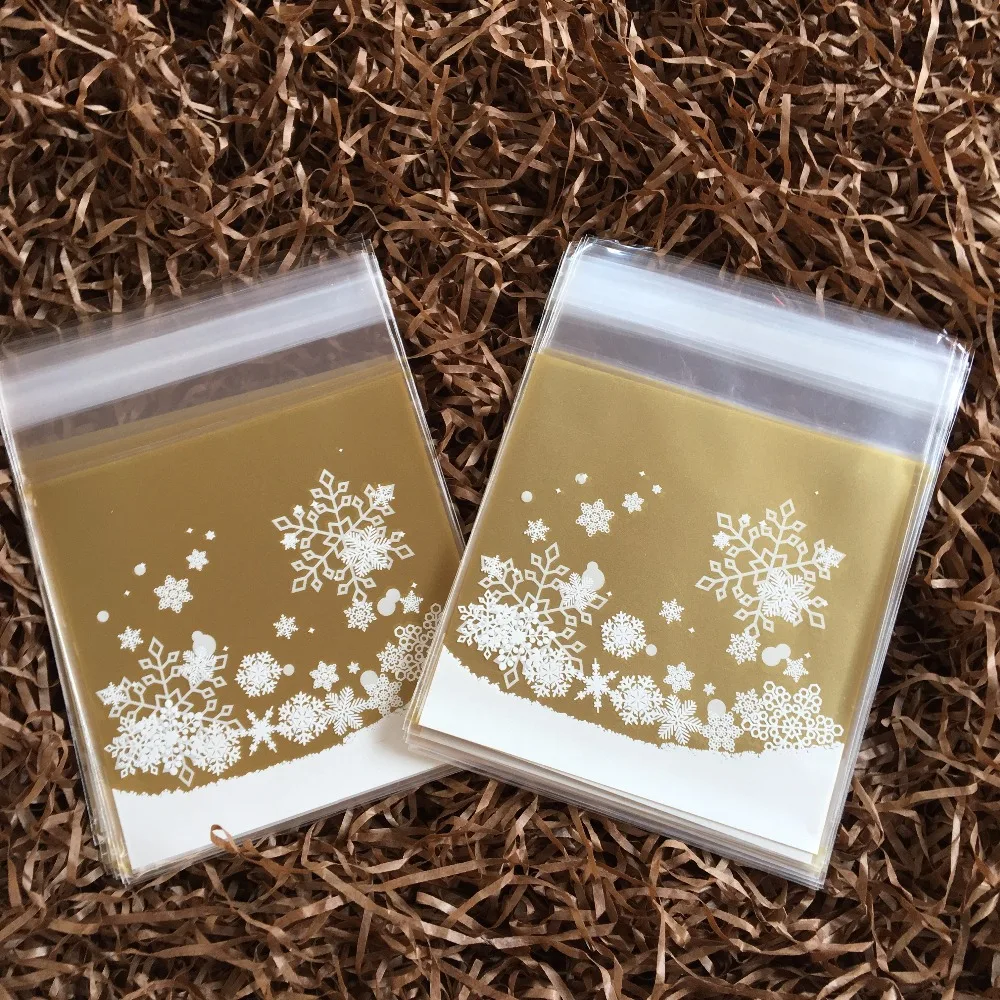 100 шт./лот желтый торт Снежинка упаковка для печенья пластиковый свадебный мешок