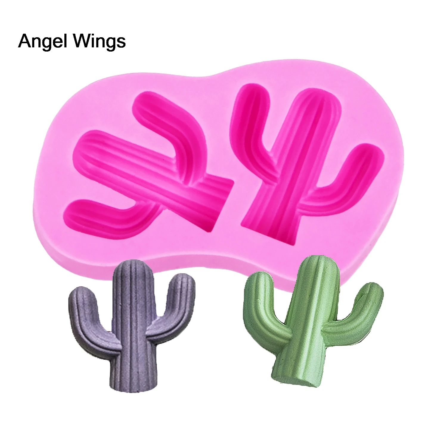 Angel Wings пищевой 3D помадка торт Силиконовая форма кактус Полимерная глина