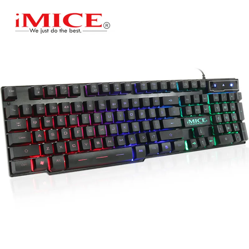 

iMice Wired Gaming Keyboard Mechanical Feeling+Russian sticker Keyboards LED RGB Backlit Wired USB 104 Keys Computer PC+x7 mouse