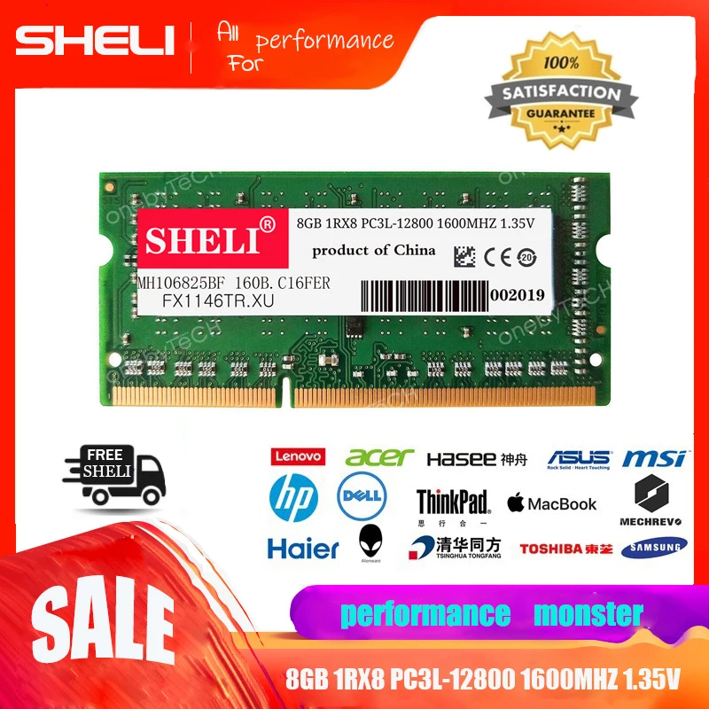 Память для ноутбука SHELI 8 Гб (1x8 ГБ) DDR3L 1600 МГц 204 pin 1 35 в SODIMM|Оперативная память| |