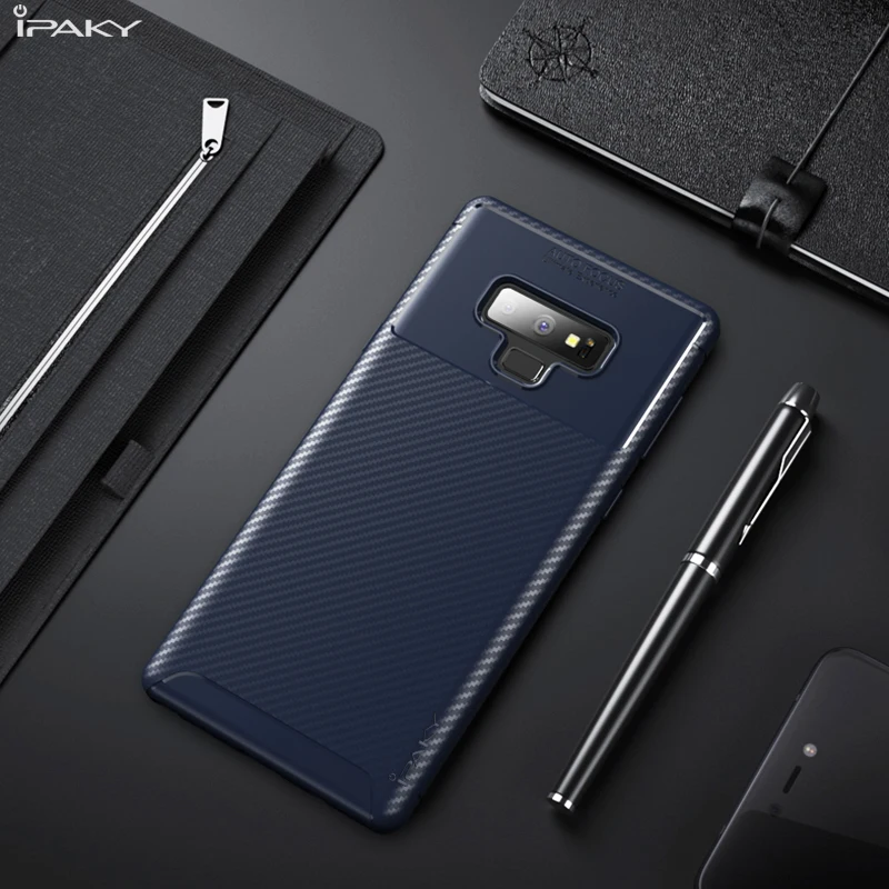 IPAKY Case for Samsung Note 9 Carbon Fiber Texture Soft TPU Heat Dissipation Back Cover Shell Galaxy |