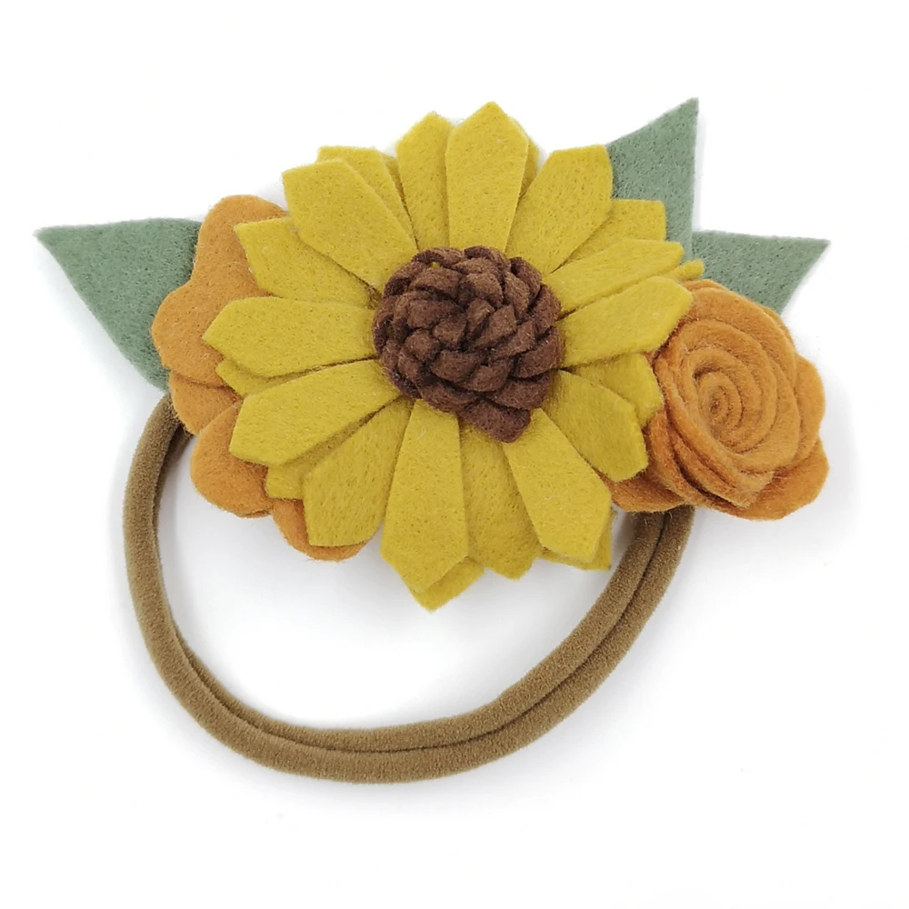 

Sunflower Headbands Baby Hair Accessories FAshion Floral Headband Photo Props Gifts Hair Band Babys Infant Headdwear 10pcs/lot