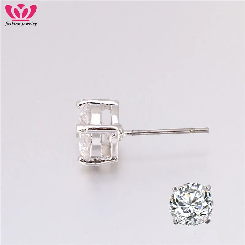 Женские серебряные серьги silveryy с винтовой спинкой и кубическим цирконием