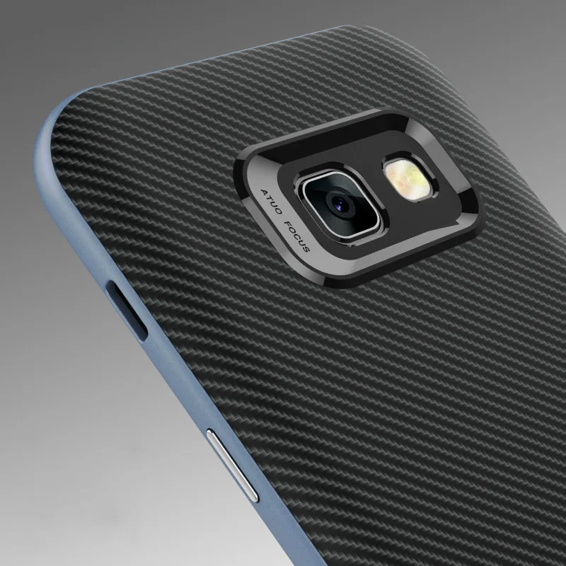 Тонкий углеродного волокна Броня Телефон чехол для Samsung Galaxy A3 мягкие Капа Hybrid PC +