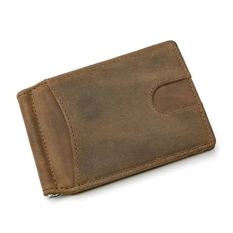 FZ Light Brown Кожаный бумажник Luufan с зажимом для денег, натуральная кожа, Мужские Двойные кошельки для кредитных карт, кошелек с зажимом для денег, портативная Новая мода - Цвет: FZ Light Brown
