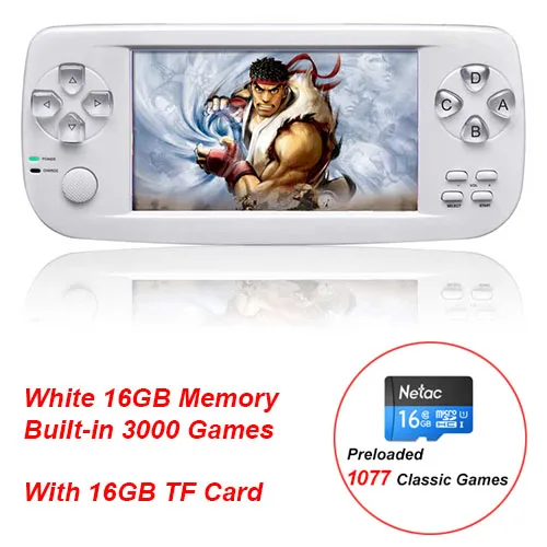 White with 16G TF 4,3 дюймов PAP K3 Plus видео игровая консоль для CP1/GBA/FC/NEO/GEO портативный 64 бит Ручной игровой плеер/консоли встроенные 3000 игры - Цвет: White with 16G TF