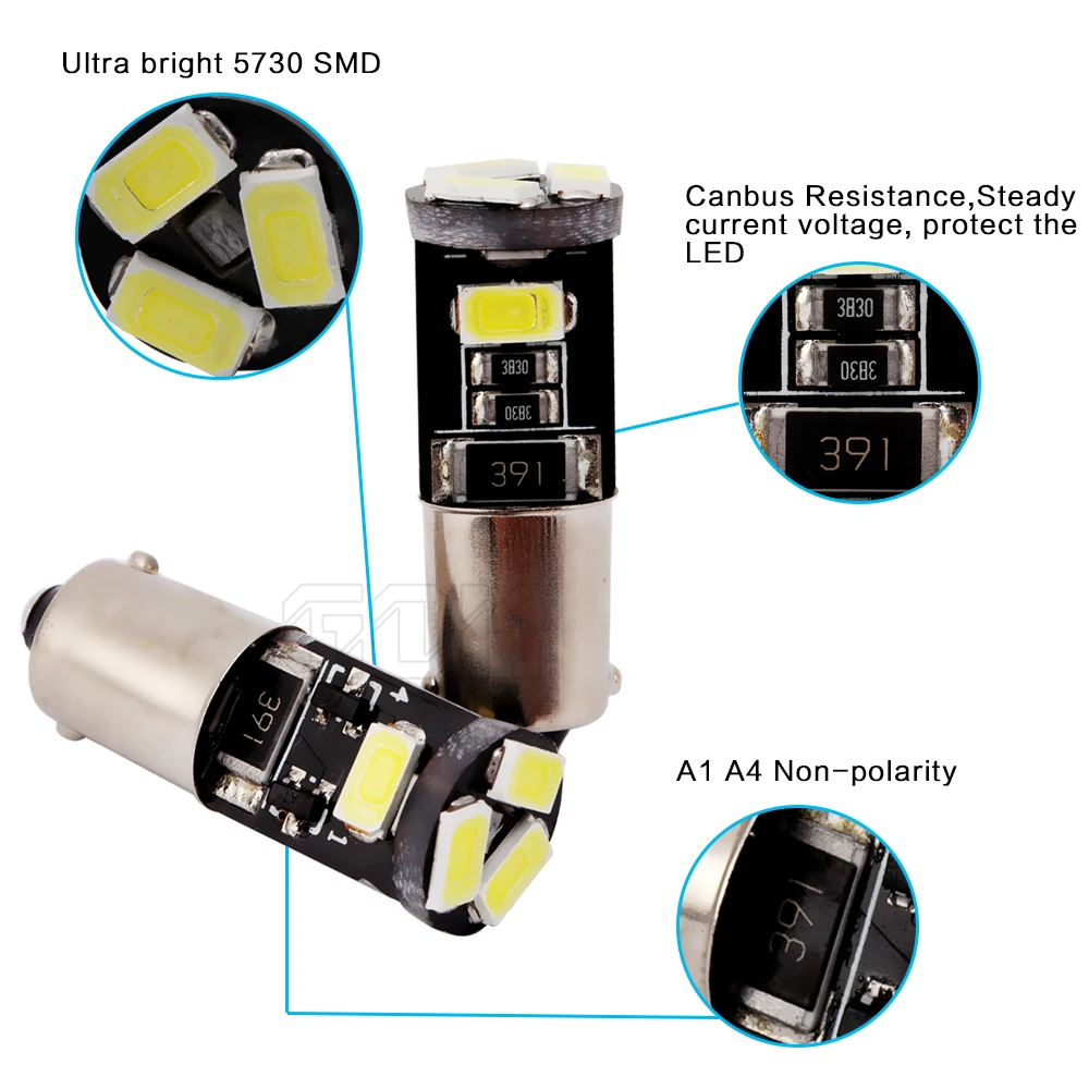 Фонари светодиодные без ошибок 50 шт. BA9S H6W 5smd led 5730 5630 t4w | Автомобили и мотоциклы