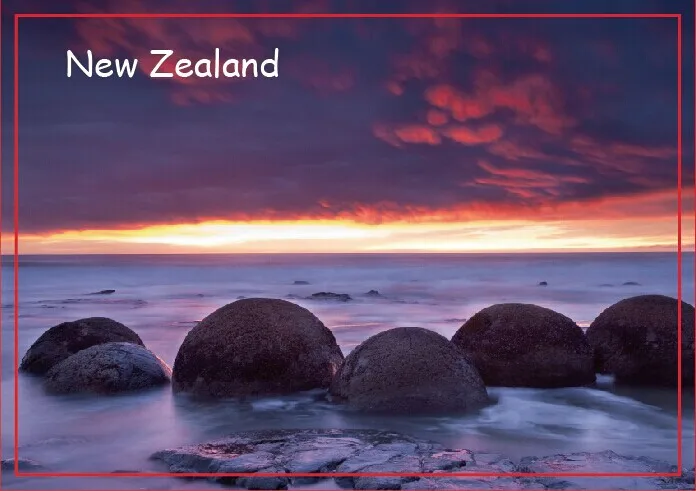

10K Landmarks Magnets Moeraki Beach at Sunrise, South Island, New Zealand Travel Magnets 20528 Rectangle 78*54*3mm
