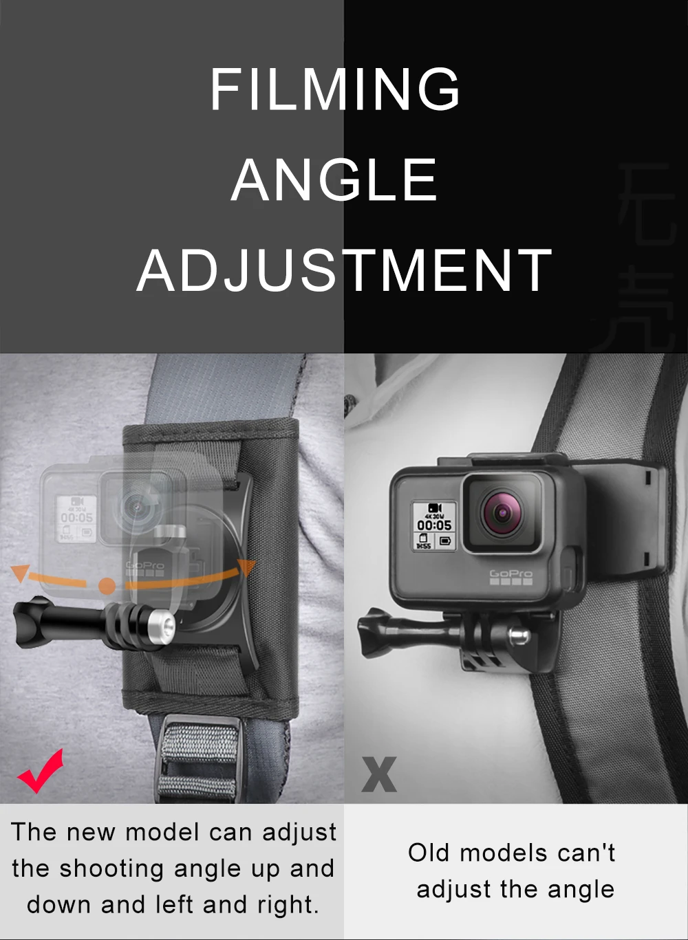 Обновленный спортивный рюкзак с креплением на 360 градусов для Xiaomi Yi для Gopro Hero 8 7 6 5 4 аксессуары для экшн-камеры