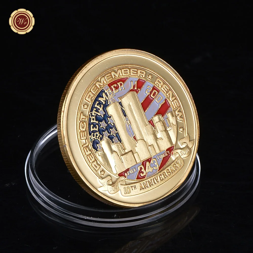 Нью Йорк 9/11 позолоченная монета оптовая продажа памятная с круглый пластиковый