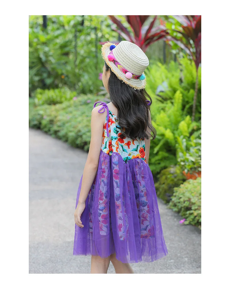 Cute Kids Tulle Tutu Floral Patchwork Sundress Holiday Summer Lovely Girls Ruffles Ins Hot Dresses | Детская одежда и обувь