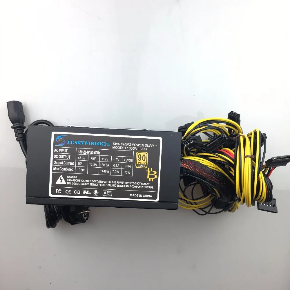 T.F.SKYWINDINTL блок питания 1600 Вт для майнинга gpu ATX 6 графическая карта 14 см antminer Fan BTC