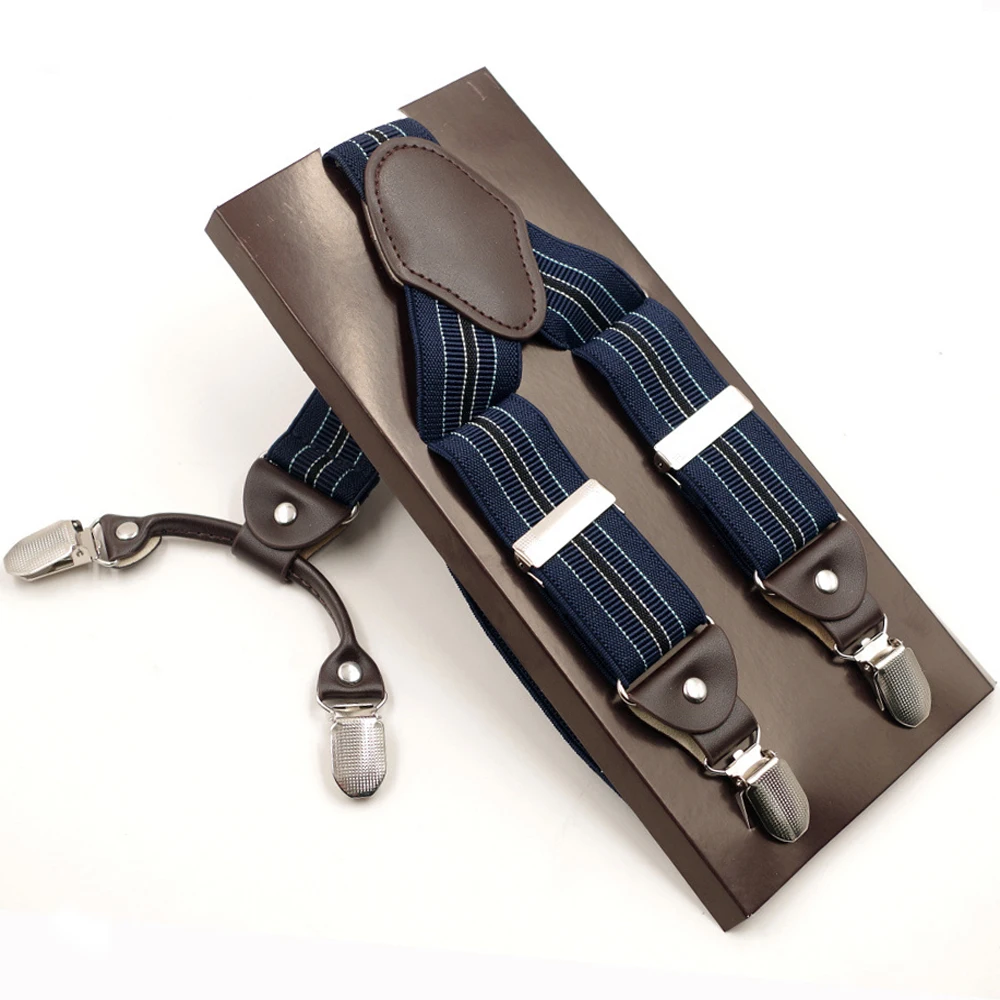 Подтяжки мужские с 4 зажимами модные эластичные регулируемые в цветной коробке |