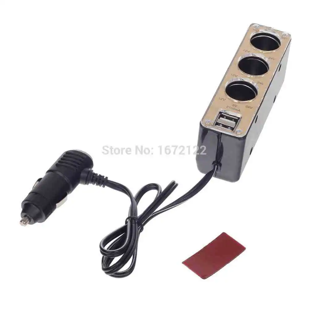 Authentic Golden+Black 3 way car cigarette lighter socket splitter charge dual usb 12v | Автомобили и мотоциклы