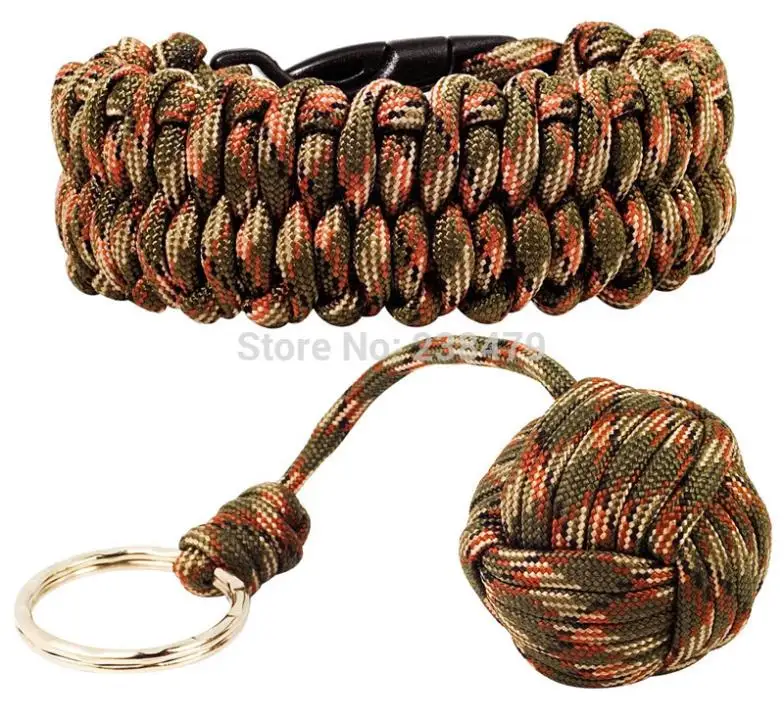 550 фунтов Paracord выживание браслет и ремешок обезьяна кулак - самооборона стальной