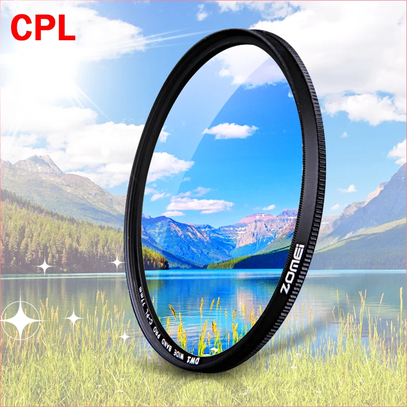 Zomei CPL круговой поляризатор Камера фильтр для Canon цифровых зеркальных фотокамер Nikon Камера линзы 52 мм/55/58/62 /67/72/77/82 мм