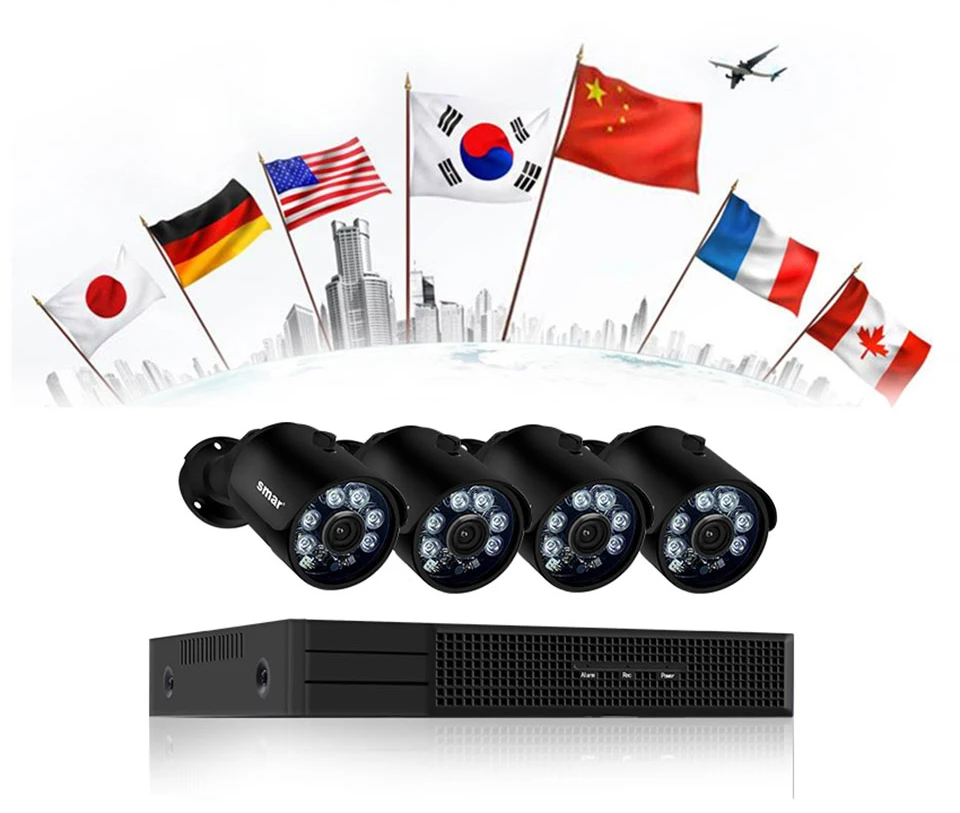 Smh.265 4CH POE NVR комплект 1080P камера безопасности Система 4CH с 2MP POE ip-камера комплект видеонаблюдения настоящая Plug and Play