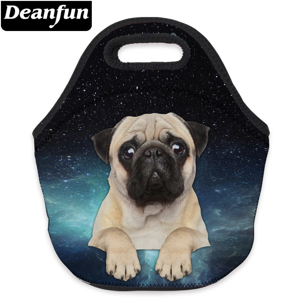 Deanfun водонепроницаемый ланч мешок 3D Печатный мопс Неопреновая пищевая посылка