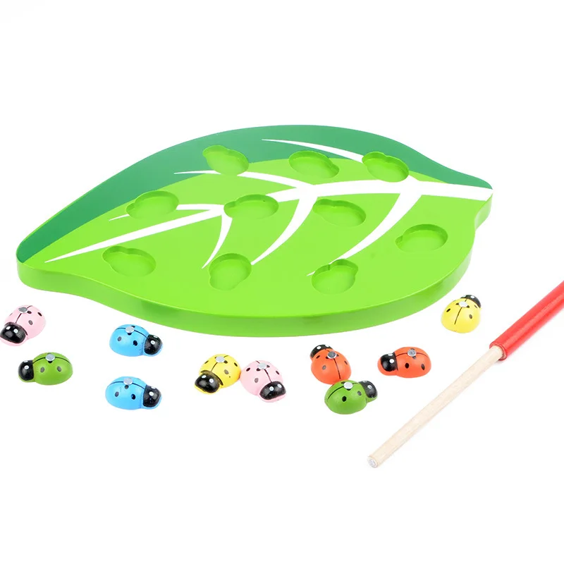 

Kids Early Educational Toys Clip Beads Fishing Wooden Magnetic Worm Game Baby Desktop Parent-child Toys