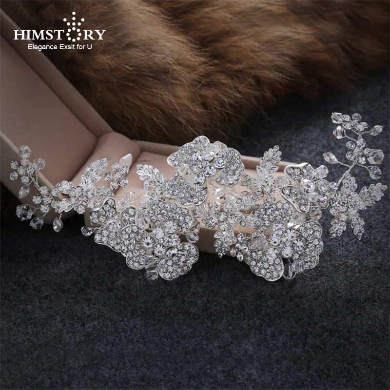 

Handmade Luxury Wedding Bridal Hairpins White Tiara Austria Clover Shape Crystal Rhinestone Hairclips Bridal Hair Accessories
