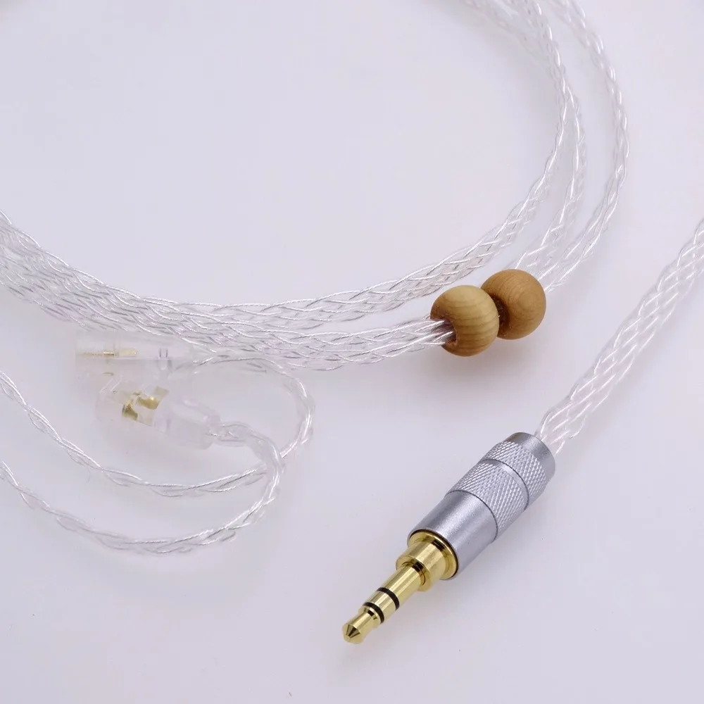 Кабель для наушников Sennheiser IE8 IE80, 8 ядер, 1,2 метров, 5N, OCC, посеребренный, плоская оплетка