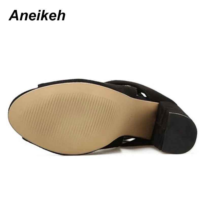 Женские весенние босоножки Aneikeh элегантные из флока на ремешке с пряжкой высоком