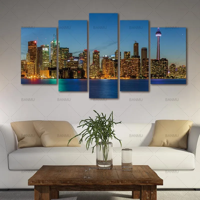 

Poster wall art canvas painting picture art building 5 Panel Wall Canvas no frame Architecture Pictures For Home Decor