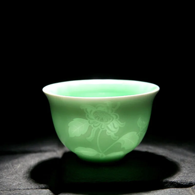 Креативная китайская керамическая чайная чашка Longquan Shadow Celadon Kong Fu китайские
