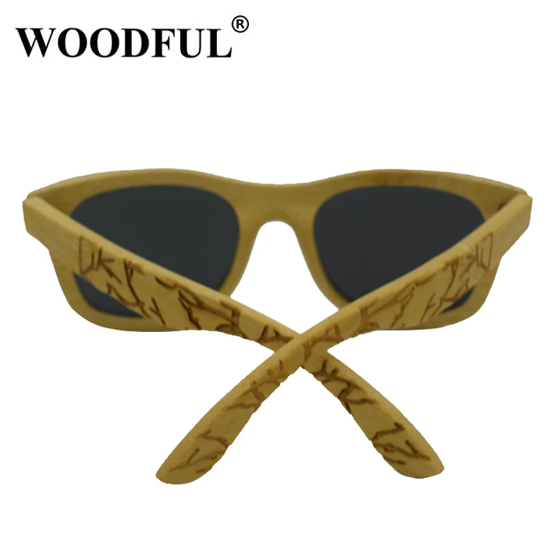 Woodful Sunglasses Polarized UV400 Protection Men Print Design Eyewear Womens Ladies Engraving Bamboo Temple Sun Glasses | Аксессуары
