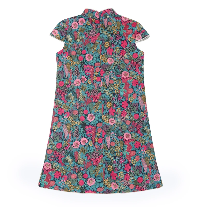 Chouchouchic Summer Children Clothing Girls Dress Party wear Cotton short sleeve Chinese style Qipao Red blue flowers | Детская одежда