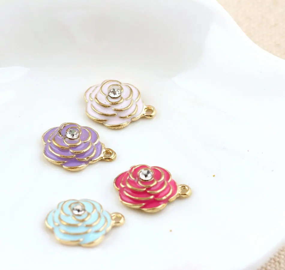 Стразы сердечник из сплава подвеска в виде цветка золотой тон масляная капля