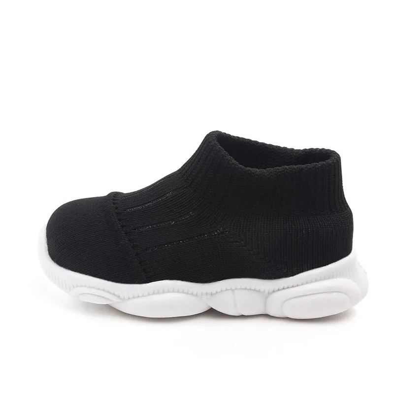 Baby Girls Boys Striped Mesh Sport Run Sneakers Casual Shoes Children's solid color breathable flying woven socks shoes