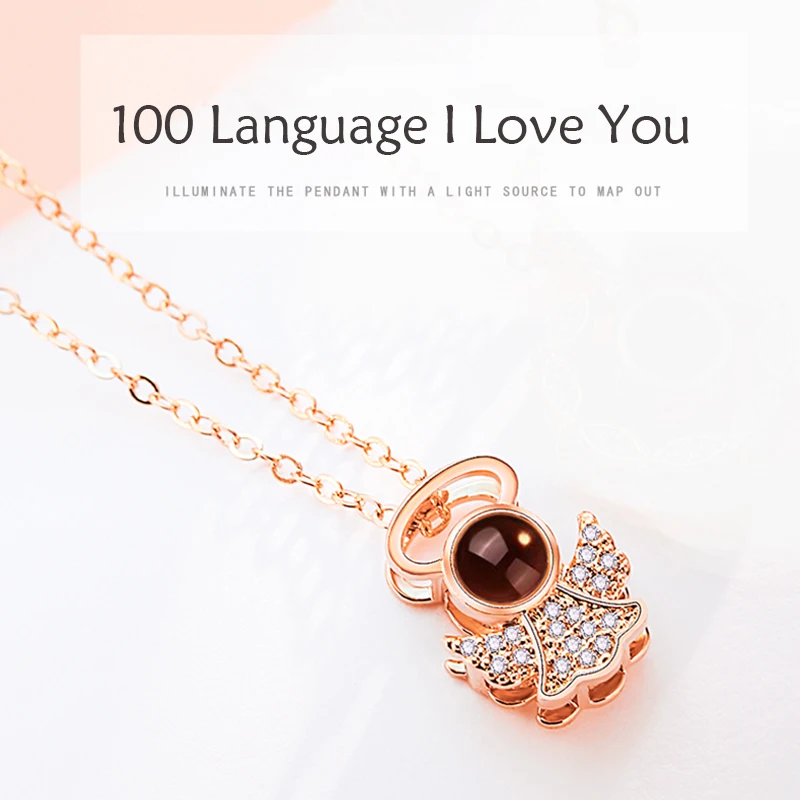 Привет YONG 2019 Новое поступление Розовое золото проекции 100 языков I Love You Шарм