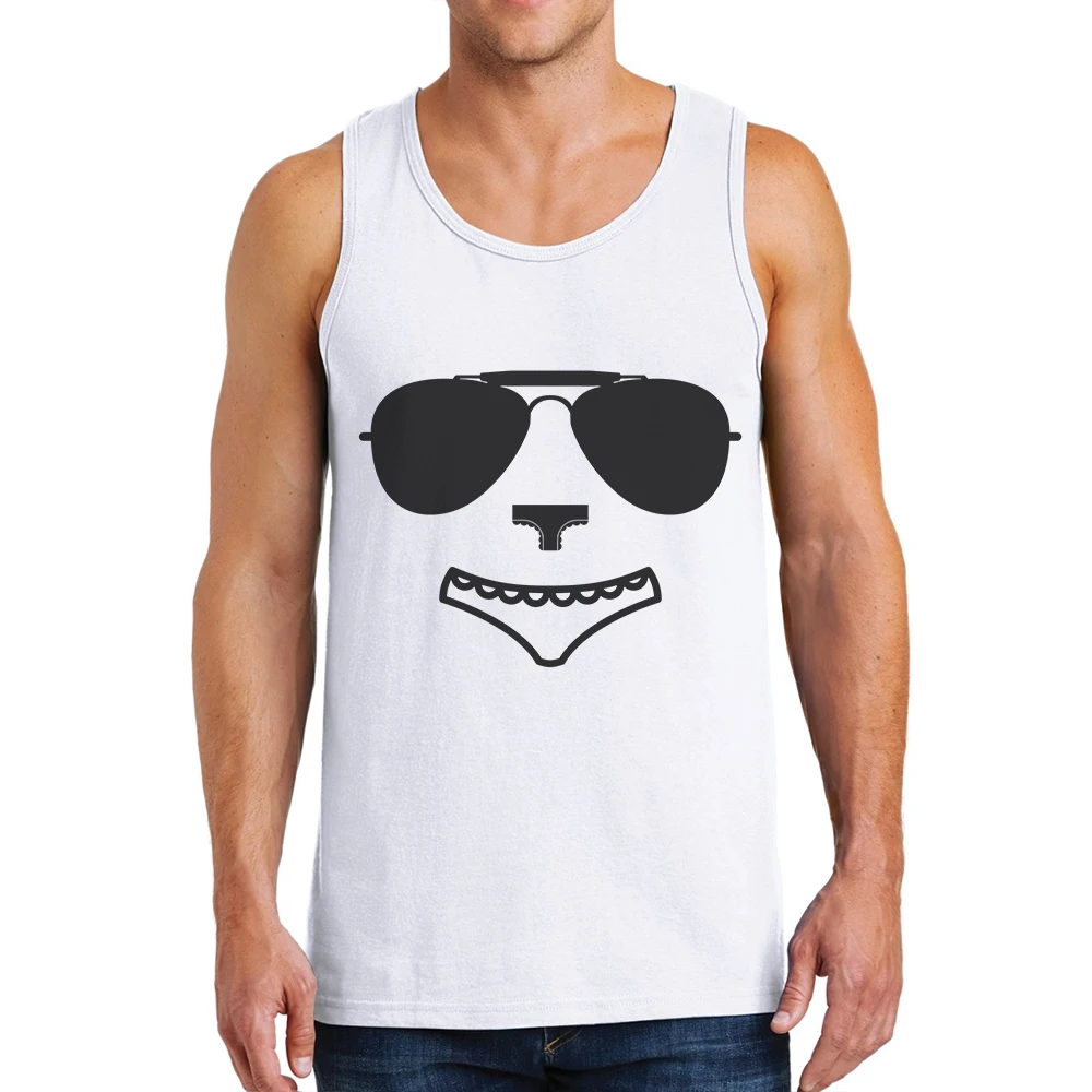 

2019 Fashion Design White Tank Tops Men Funny Creative Smiley Face Printing Vest Undershirt Mens Tanks Cotton Sleeveless Shirt