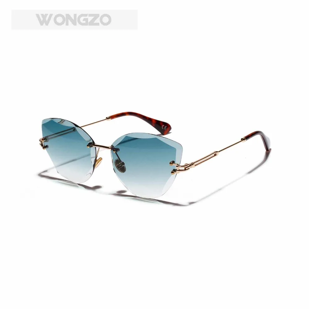 WongZo Borderless sunglasses Retro Cat eye glasses Sun protection Marine style party for women UV400 | Аксессуары для одежды