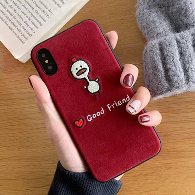 red GlamPhone чехол с вышивкой хороший друг чехол для телефона для iPhone XS Max XR XS 8 8plus 7 7plus 6/6S Plus стильная мягкая задняя крышка из ТПУ - Цвет: red