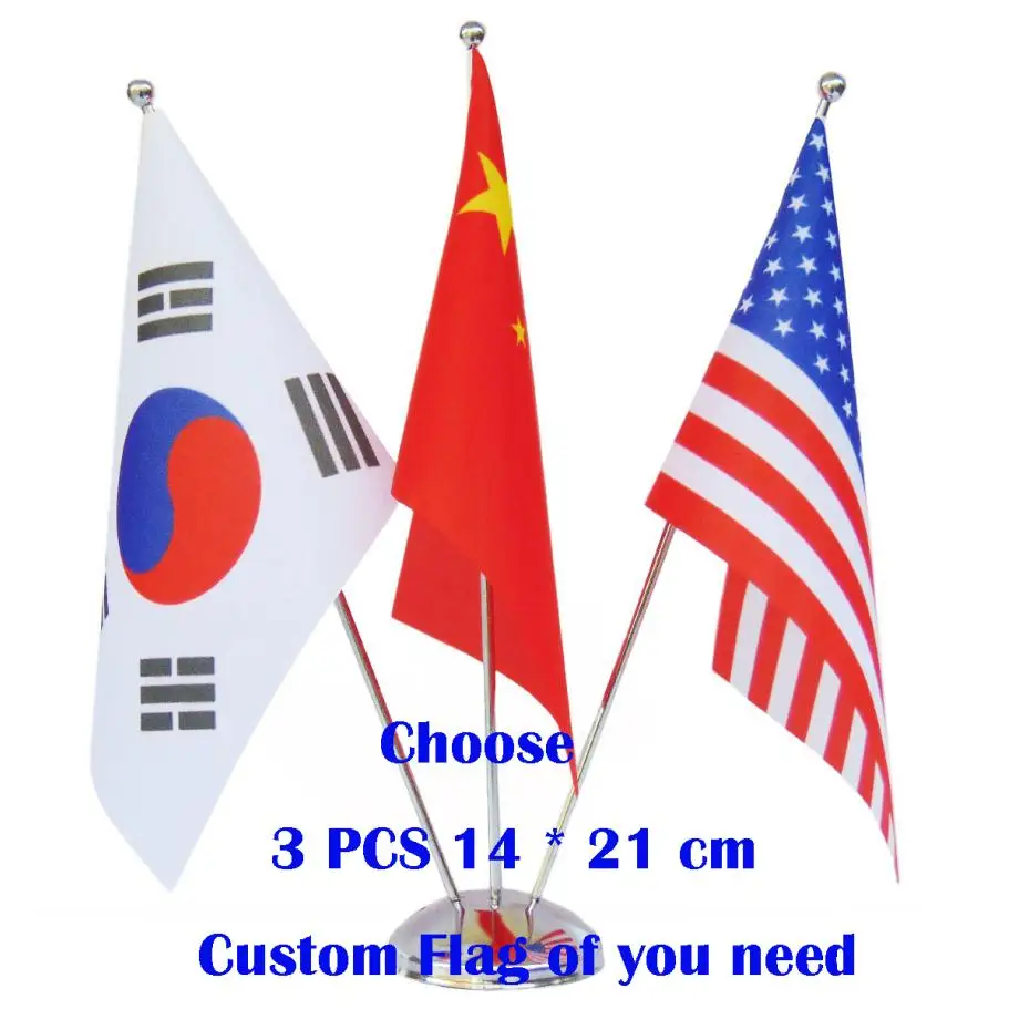 Кафник, настольный флаг с любыми флагами 14*21 см - Цвет: With 3 custom flag