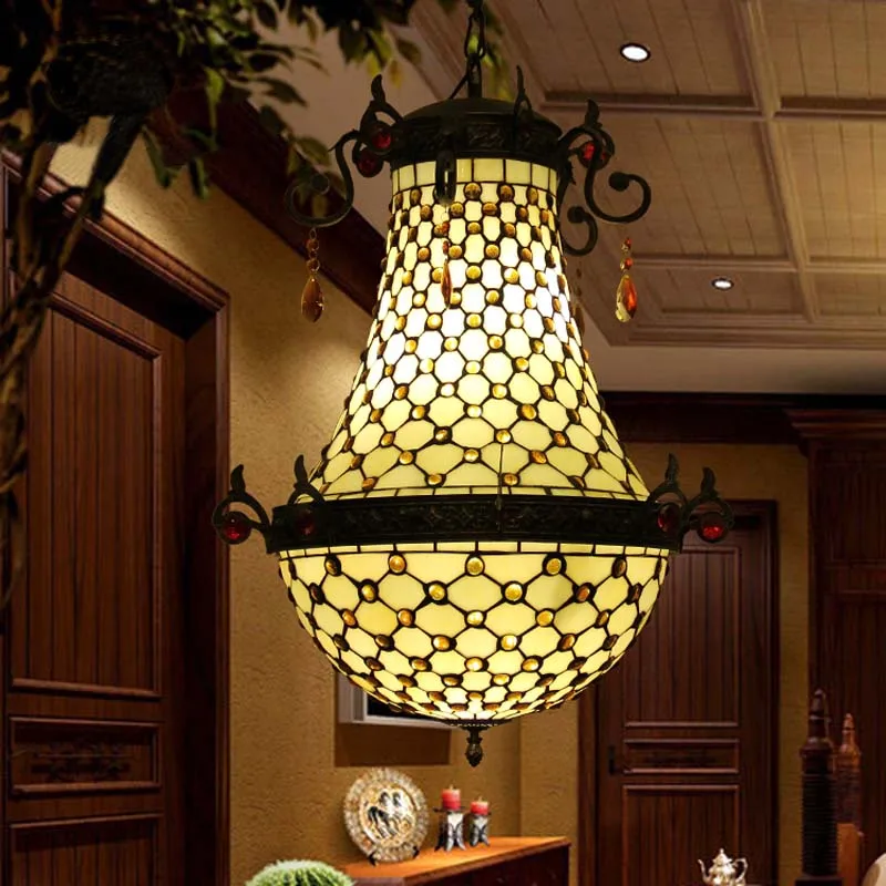 Подвесной светильник FUMAT с витражными вставками Luminaria Lustre Hanglamp Белый Черный