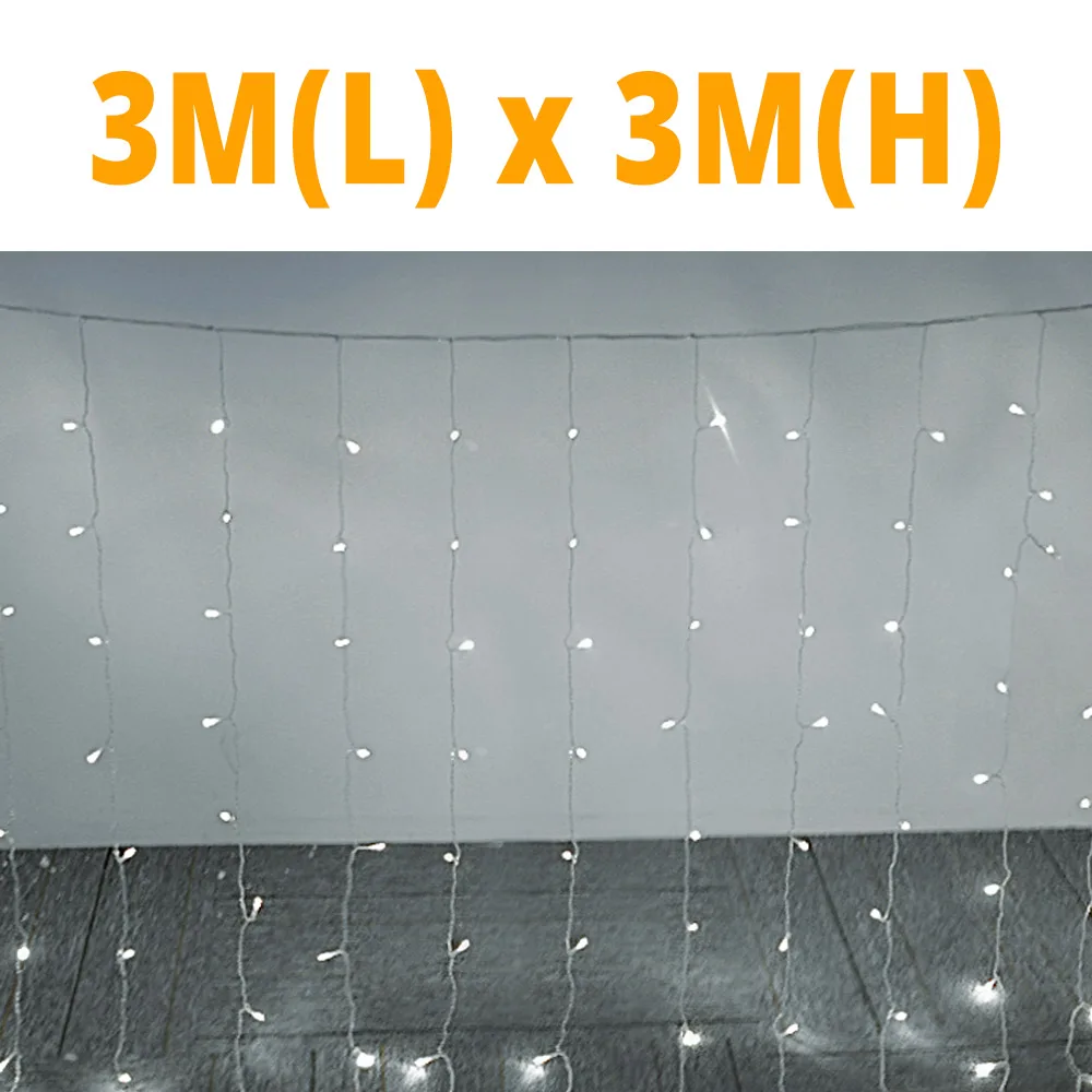 White 3x3M Гирлянда занавес светильник s светодиодный декоративный Сказочный светильник 110 В 220 В Уличный для праздника, свадьбы, вечеринки, сада, Нового года, Рождества - Испускаемый цвет: White 3x3M
