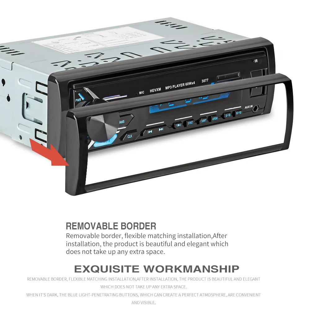 HEVXM 3077 Bluetooth Радио 12 В Aux вход стерео аудио In dash 1 Din FM USB пульт дистанционного