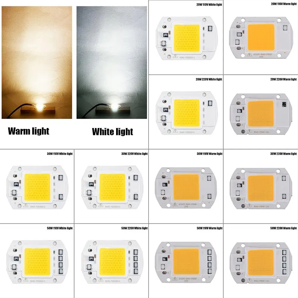 LAIDEYI 20W 30W 50W AC110V/220V высокомощный бесприводной прожектор COB LED чип Bead теплый/белый