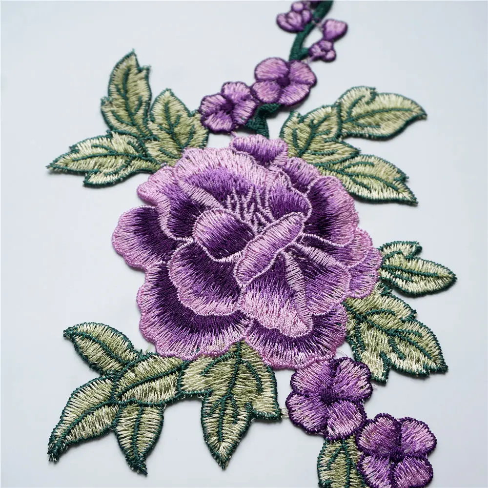 2 шт. тканевые аппликации с вышивкой листья пиона | Дом и сад