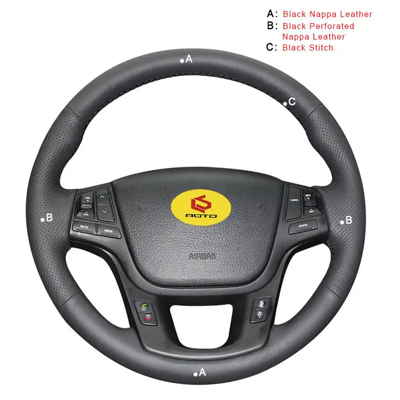 Nappa Leather Авто оплетка на руль Крышка для Kia Sorento 2009- Kia Cadenza K7 2011- Автомобильная оплетка рулевого колеса кожаный чехол - Название цвета: Nappa Leather