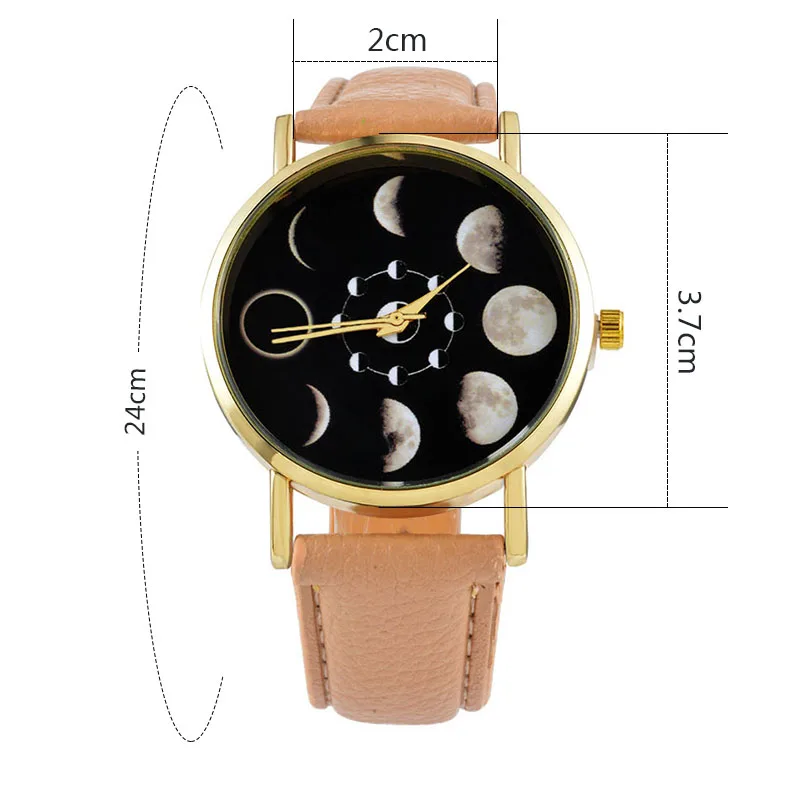 Женские часы часы женские наручные solar watch солнечные часы лунное затмение кожаный браслет бренд Geneva - Цвет: F brown